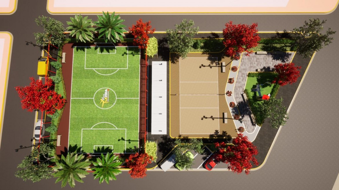 Centro deportivo de la Lotización 23 de Diciembre registra un avance del 50%