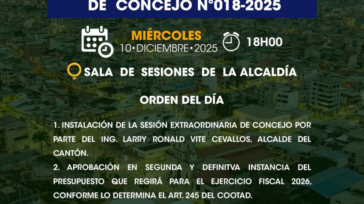 Sesión extraordinaria de Concejo N°018-2025