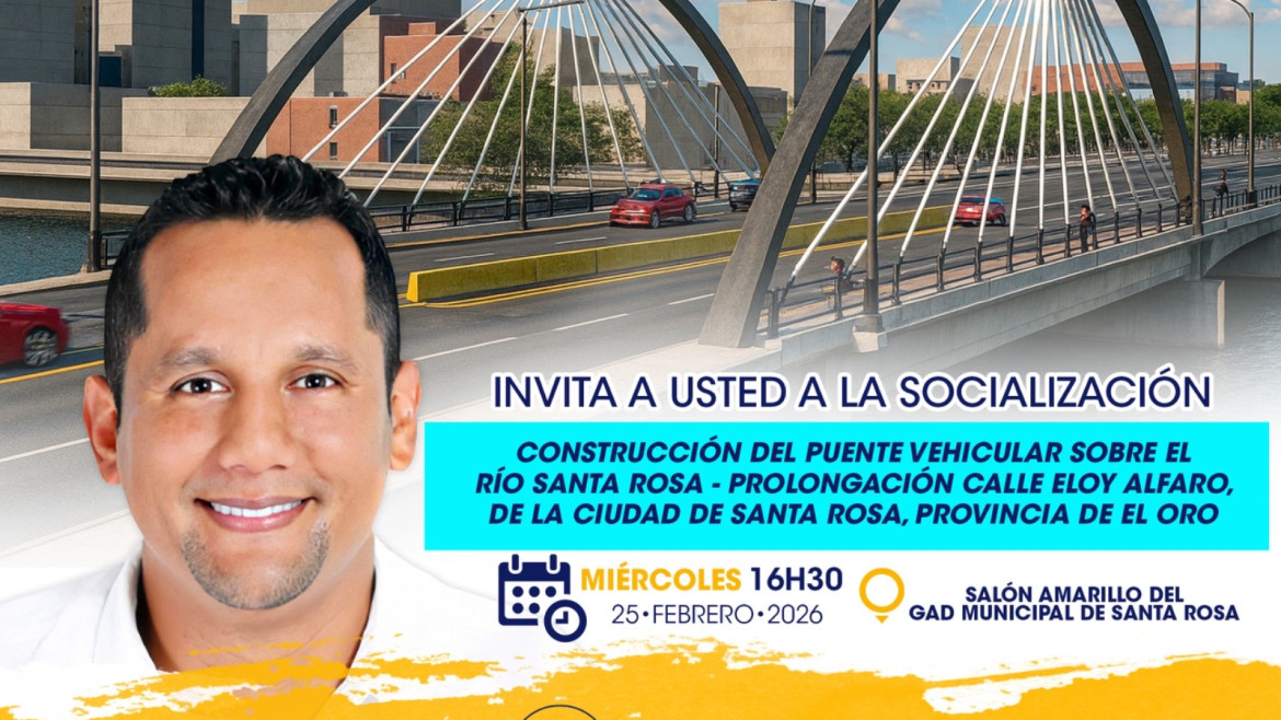 Municipio invita a la socialización de la construcción del puente vehicular sobre el río Santa Rosa, prolongación calle Eloy Alfaro