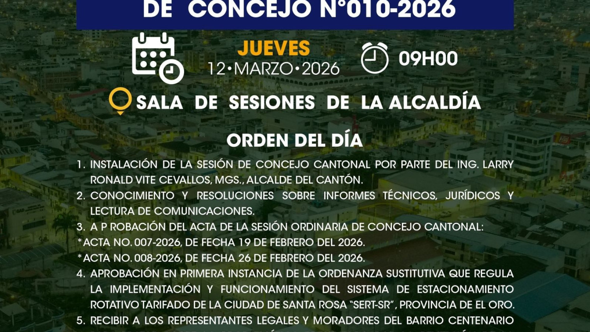 Sesión ordinaria de Concejo N°010-2026