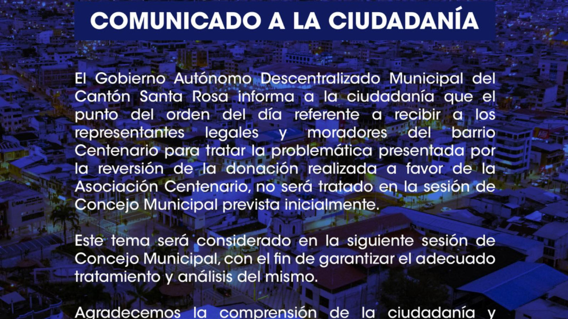 Comunicado a la ciudadanía
