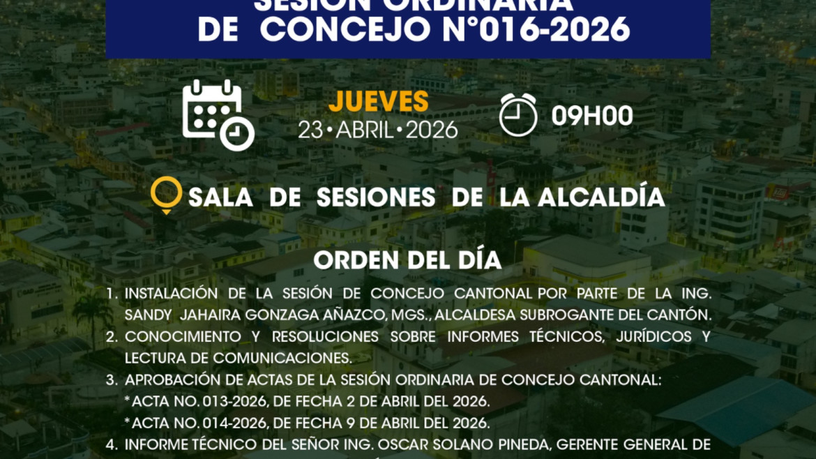 Sesión Ordinaria de Conejo N°016-2026
