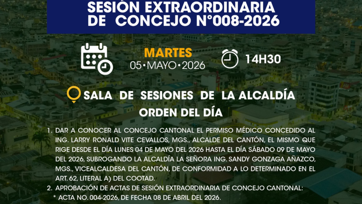 Sesión extraordinaria de Concejo N°008-2026
